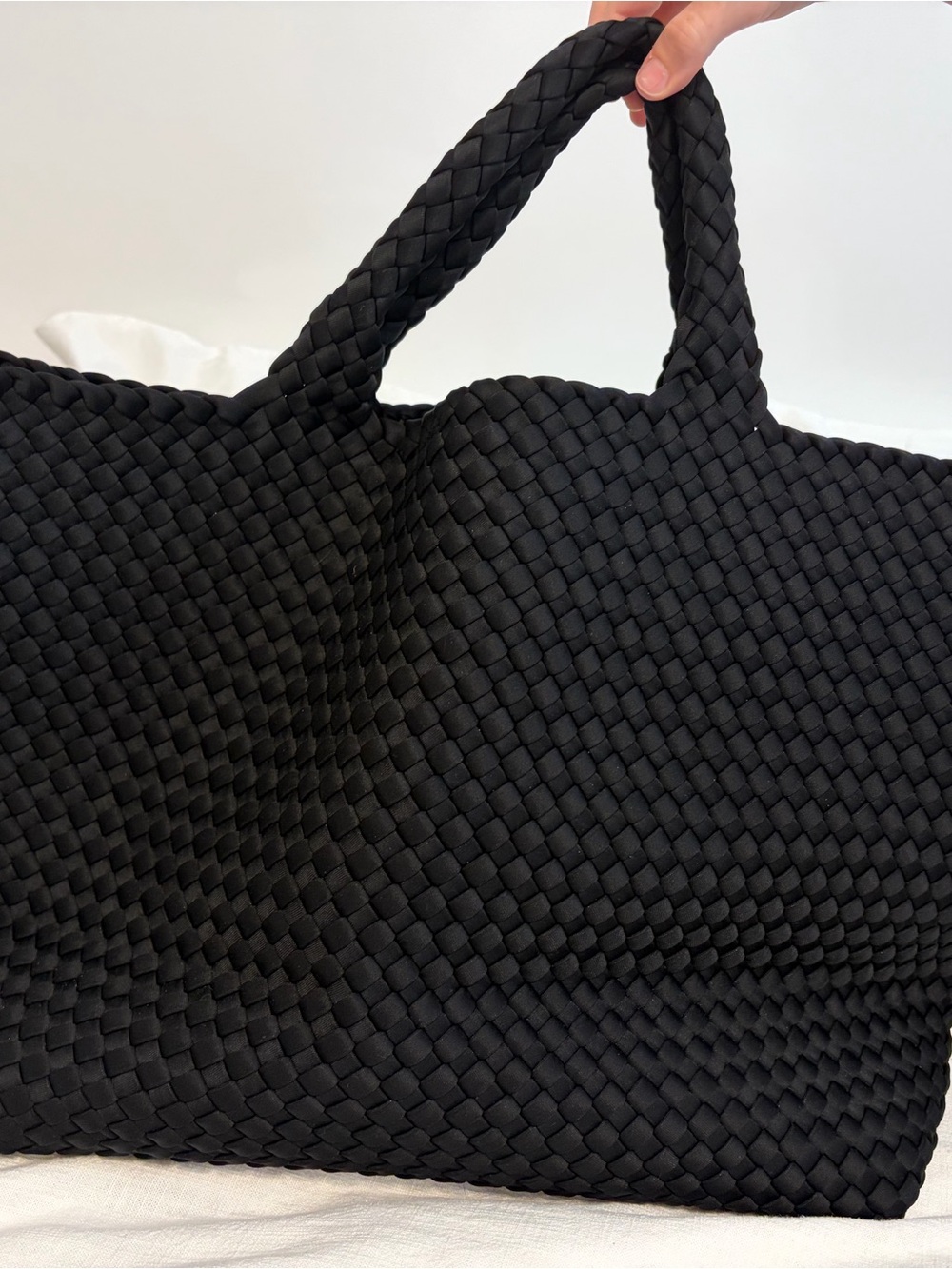 Naghedi Black Woven Tote with Matching Pouch - Picture 2 of 6